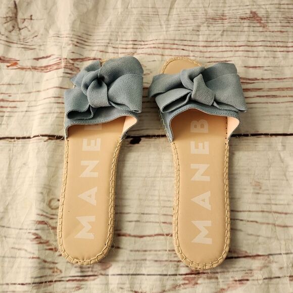 Manebi Hampton Suede Twisted Slides Size 40 NWOT - Picture 2 of 4